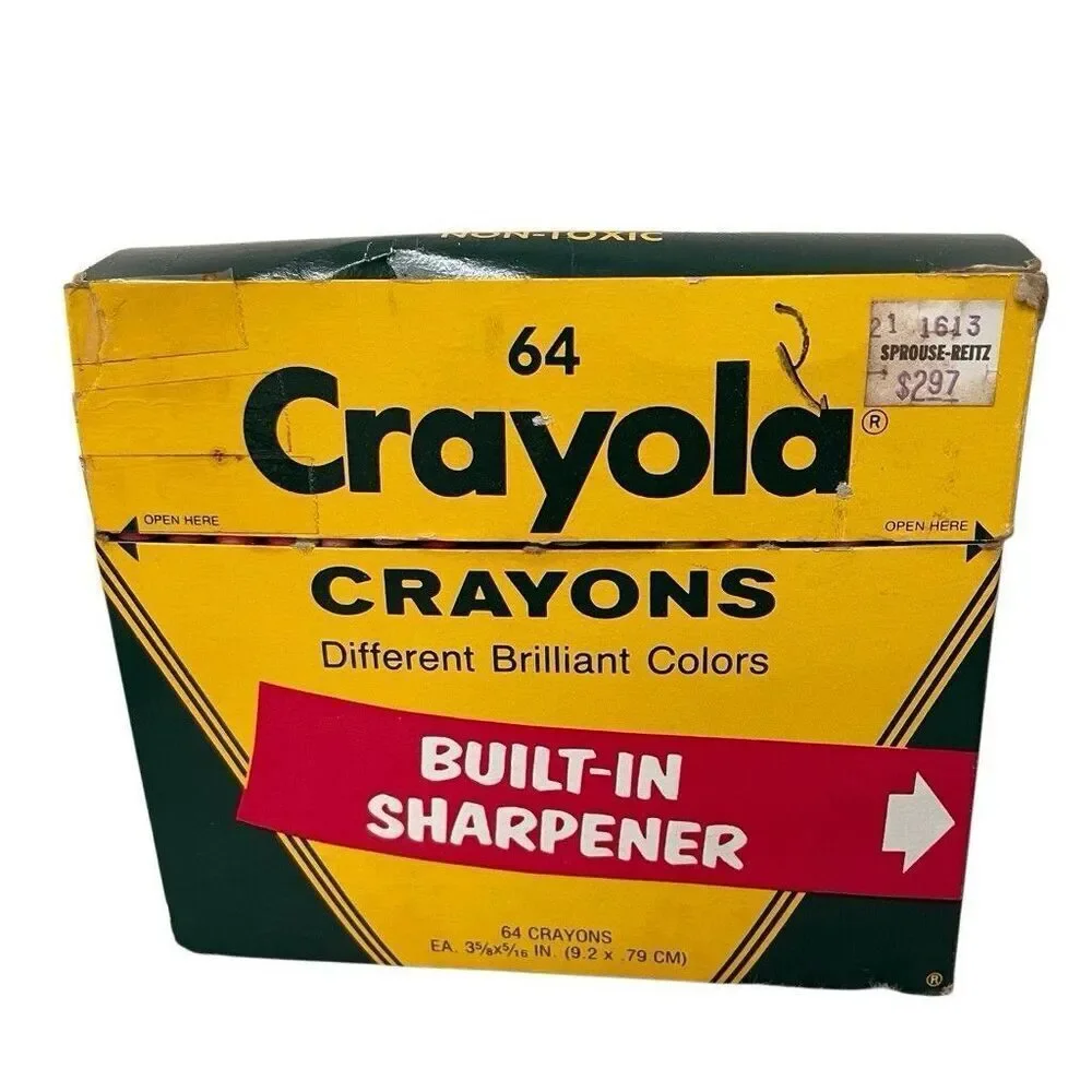 Vtg Crayola Crayons 64 Brilliant Colors Built-in Sharpener Periwinkle Indian Red